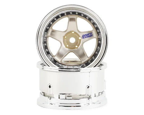 DS Racing Drift Element 5 Spoke Drift Wheels(Gold & Chrome) (2)  (DSC-DE-015)