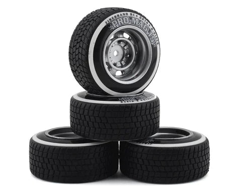 Firebrand RC Promag 15-D2T Pre-Mounted Drift Tires (4) (Silver) (FBR1WHEPRO718)