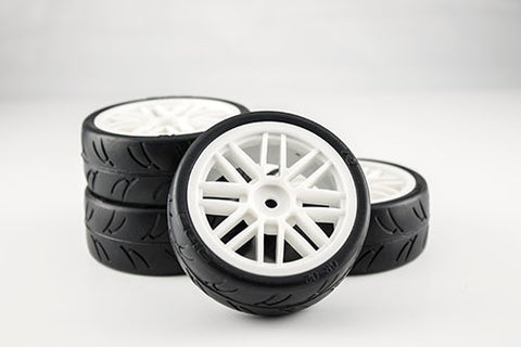 Gravity RC 12mm Hex 1/10 GT Rubber Tires w/GT Wheel (White) (4) (GRC124GTW)