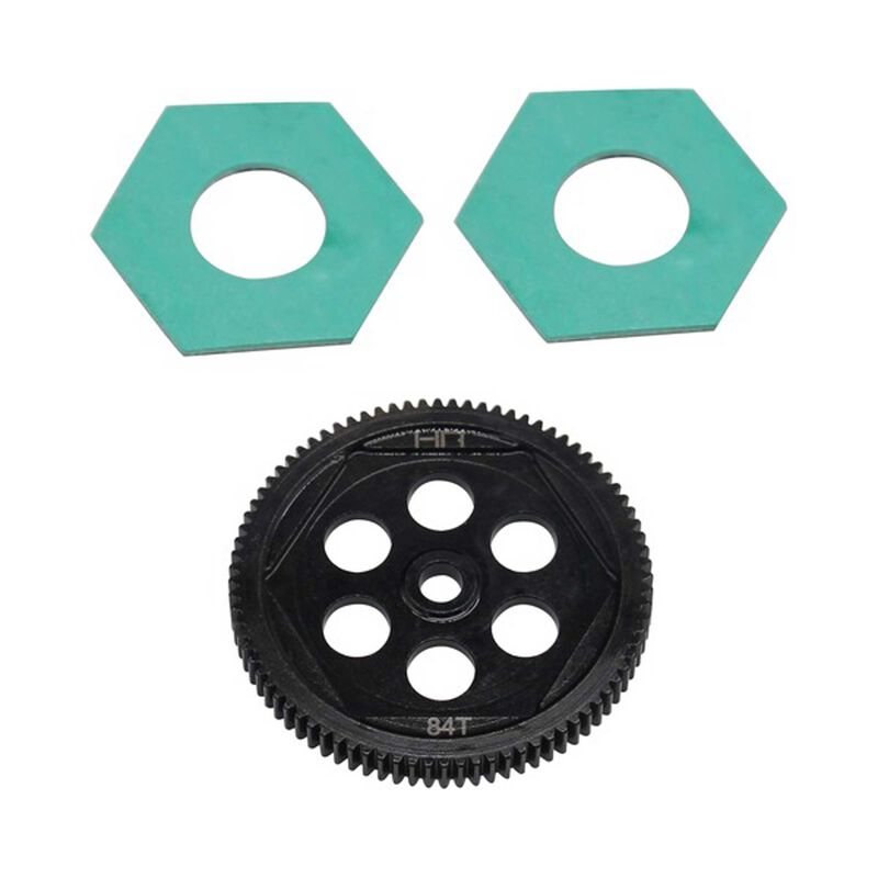 Hot Racing Steel Spur Gear & Slipper Pads, 48p 84t: 22S (HRASTTX848)