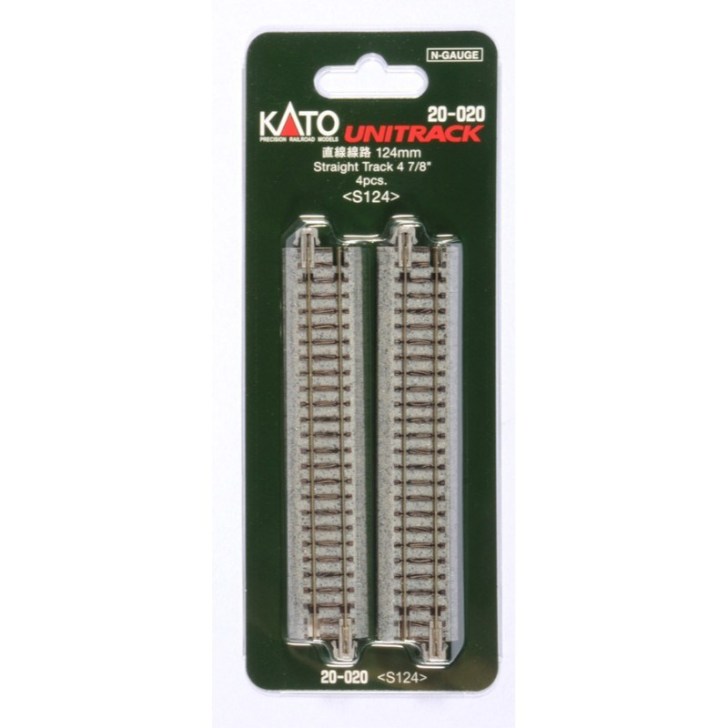 Kato USA N 124mm (4 7/8″) Straight Track [4 pcs]  (KAT20020)