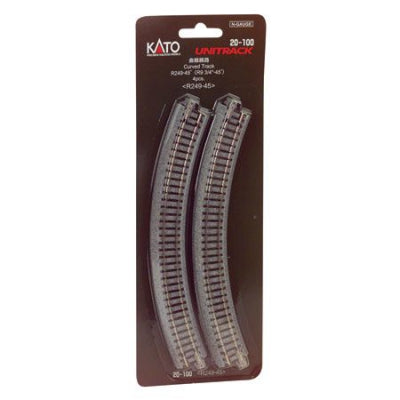 Kato USA N 249mm 9-3/4 Radius Curve 45-Degre (KAT20100)