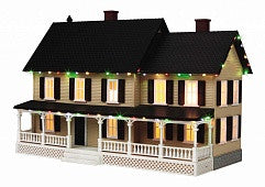 MTH #4 Country House w/Operating Christmas Lights - Tan w/Dk. Brown Shutters Shutters   (MTH3090519)