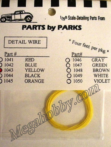 Parts by Parks 1/24-1/25 Yellow 4 ft. Detail Plug Wire (PBP1043)