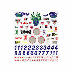 PineCar Dry Transfer Decals, Sponsors & Numbers (PIN306)