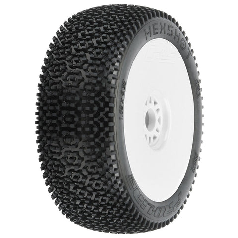 Pro-Line 1/8 Hex Shot S3 Front/Rear Buggy Tires Mounted 17mm White (2)   (PRO9073233)