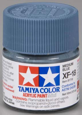 Tamiya Acrylic Mini XF-18 Medium Blue 1/3 oz (TAM81718)