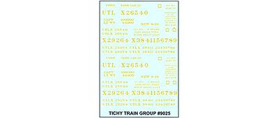 YELLOW UTLX DECAL- 6 CARS (TIC9025-6)