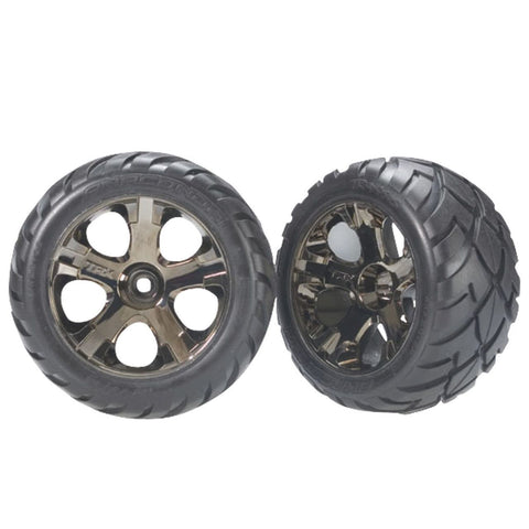 Traxxas Anaconda Tires w/All-Star Front Wheels (2) (Black Chrome) (Standard)  (TRA3776A)