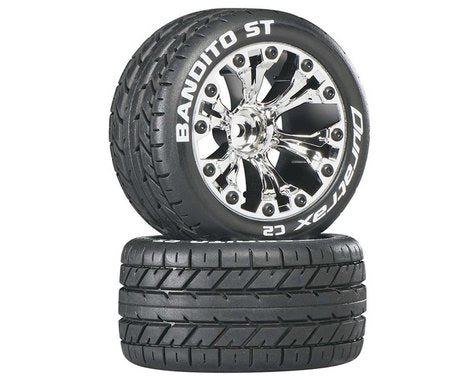DuraTrax Bandito ST 2.8" Mounted Rear Truck Tires (Chrome) (2) (1/2 Offset) w/12mm Hex  (DTXC3545)