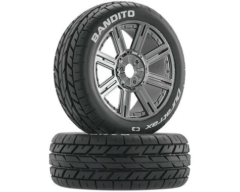 DuraTrax Bandito 1/8 Buggy PreMounted Tire w/ Spoke Wheels (Chrome) (2) (C3)  (DTXC3658)