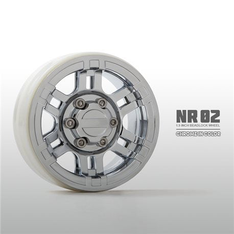 Gmade NRO2 1.9" Beadlock Wheels, Chrome (GMA70265)