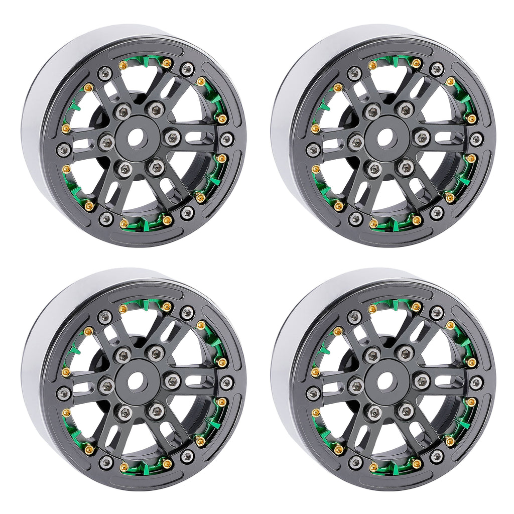 Hamilton Hobbies 1.9 Green Beadlock Wheels   (HAM136038)