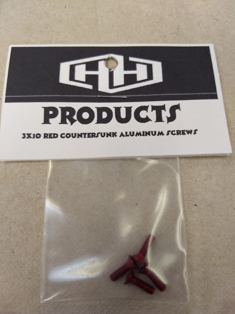 Hamilton Hobbies 3X10 ALUM RED COUNTERSUNK SCREWS (4)  (HAM128538)