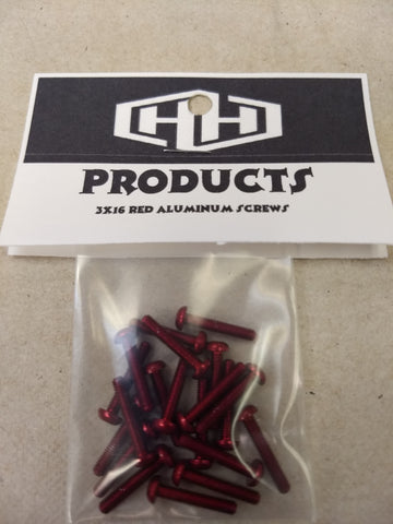 Hamilton Hobbies 3X16 Aluminum RED COUNTERSUNK SCREWS (HAM128570)