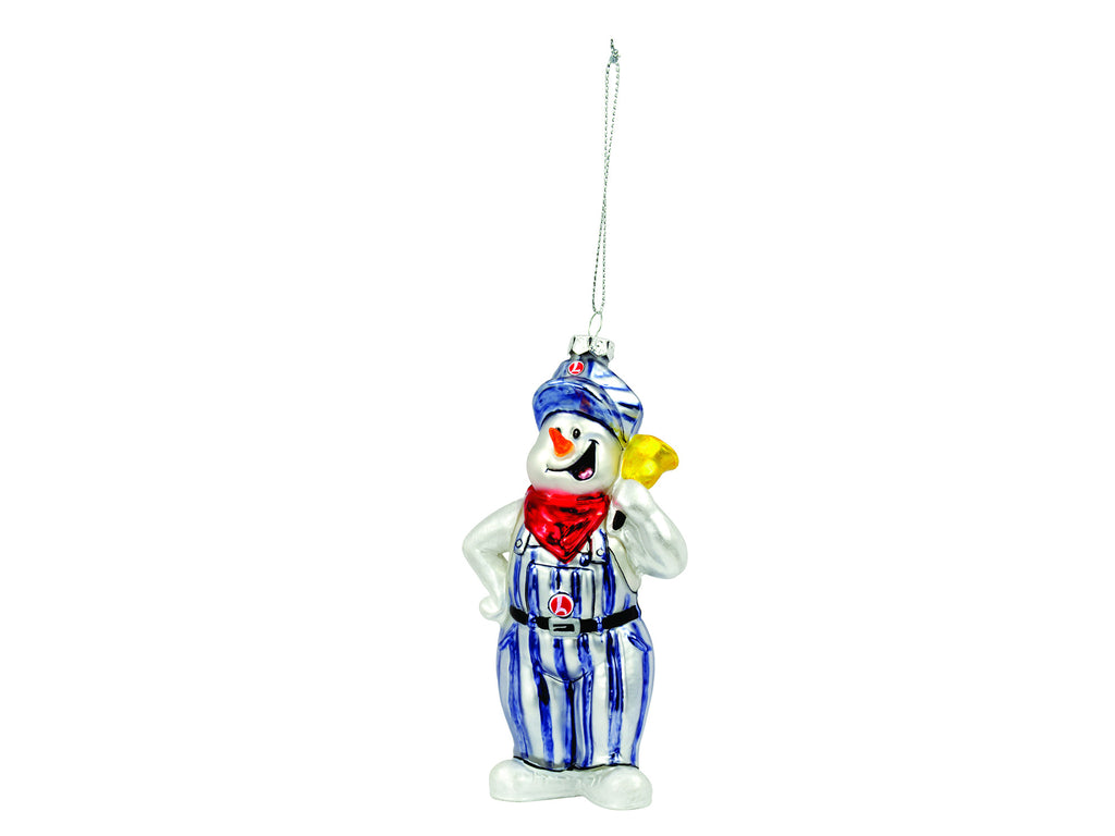 Lionel Silver Bell Express Blown Glass Snow Man Ornament (LNL99023)