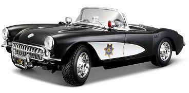 Maisto 1957 Corvette Police Car (Black/White)  (MAI31380WTB)