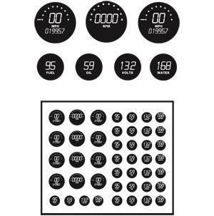 Model Car Garage 1/24-1/25 Gauges Digital Clear/Black Background (MCG-2058)