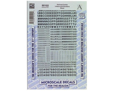 Microscale Industries HO Letters & Numbers, Gothic/Black  (MSI90102)