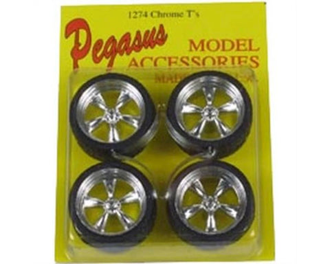 Pegasus Hobbies 1/24-1/25 T's  19" Chrome Rims W/Tires (4)  (PGH1274)