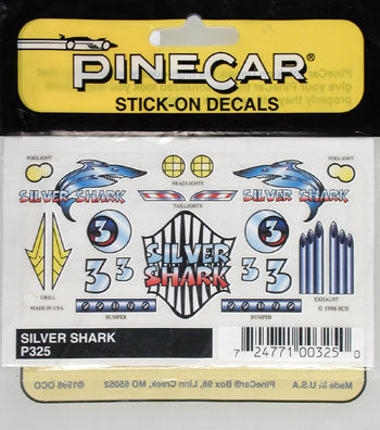 PineCar Silver Shark Stick-on Decal  (PINP325)