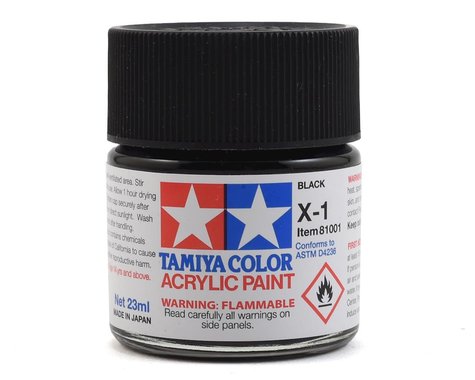 Tamiya X-1 Black Gloss Finish Acrylic Paint (23ml)  (TAM81001)