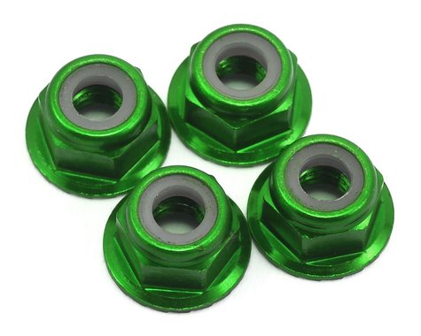 Traxxas 4mm Aluminum Flanged Serrated Nuts (Green) (4)  (TRA1747G)