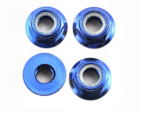 Traxxas Nuts, 5mm flanged nylon locking (aluminum, blue-anodized) (4)  (TRA4147X)