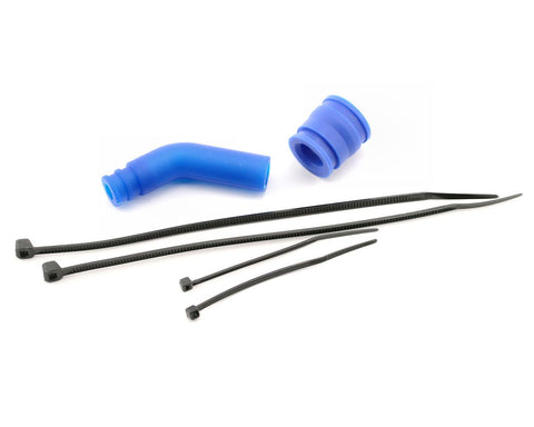 Traxxas Molded Pipe Coupler (Blue) w/ Exhaust deflecter & long cable ties  (TRA5245)